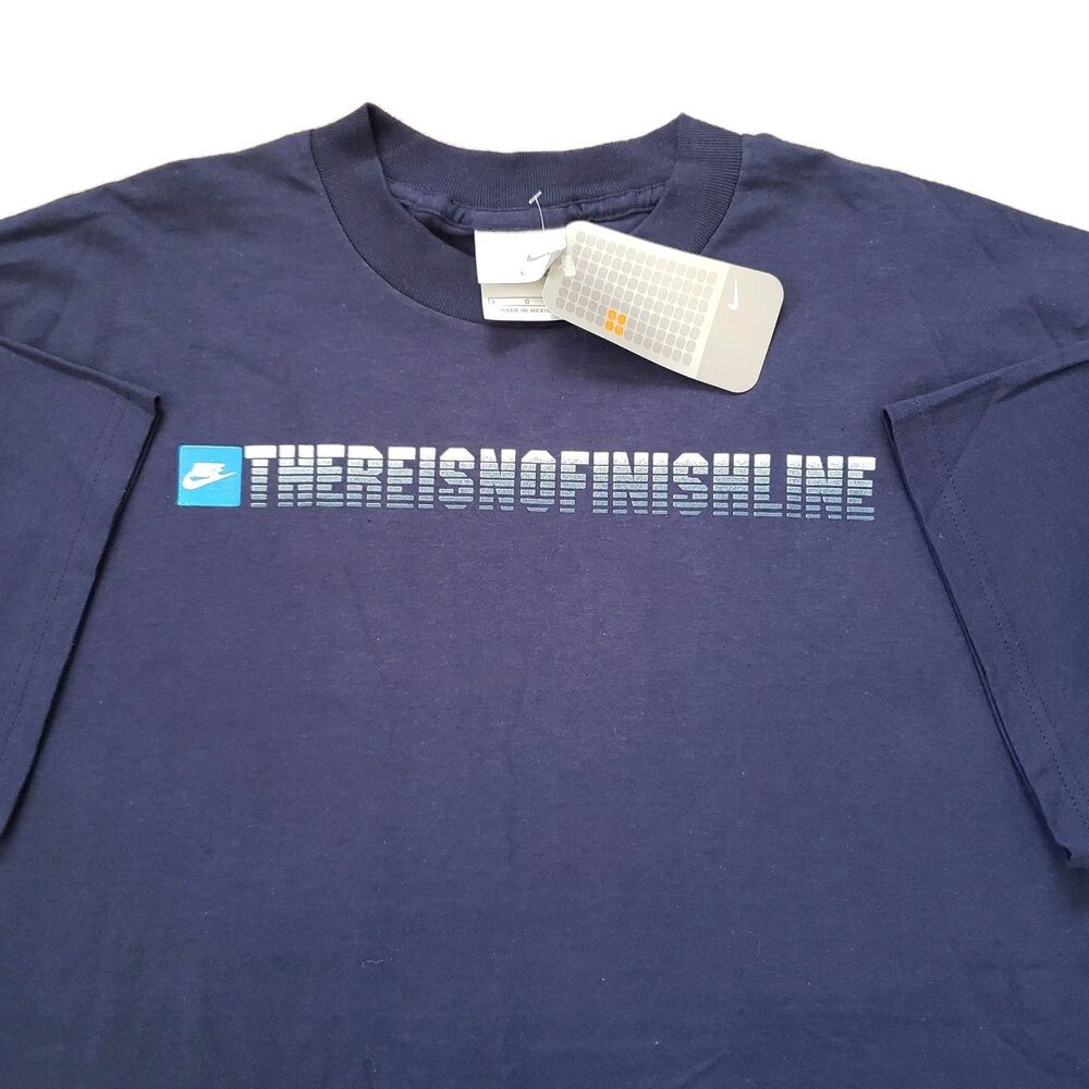 NWT Vintage Y2K Nike There Is No Finish Line Size Large Mens Navy Blue T-Shirt